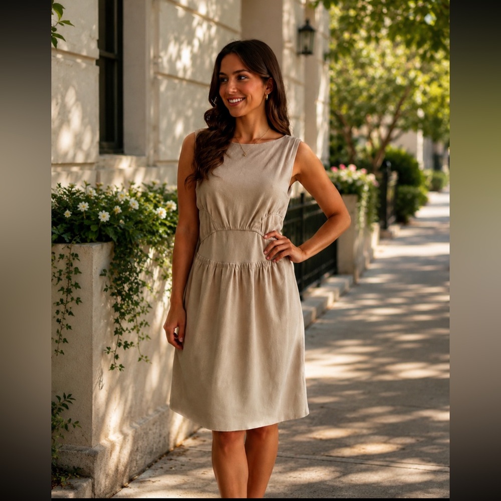 Prada Sleeveless Wool Mini Dress in Cream